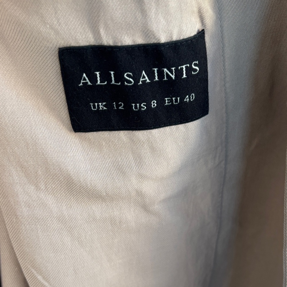 All Saints Hace Lyocell Silk Gray Chic Waterfall Jacket sz 8 - Picture 5 of 11
